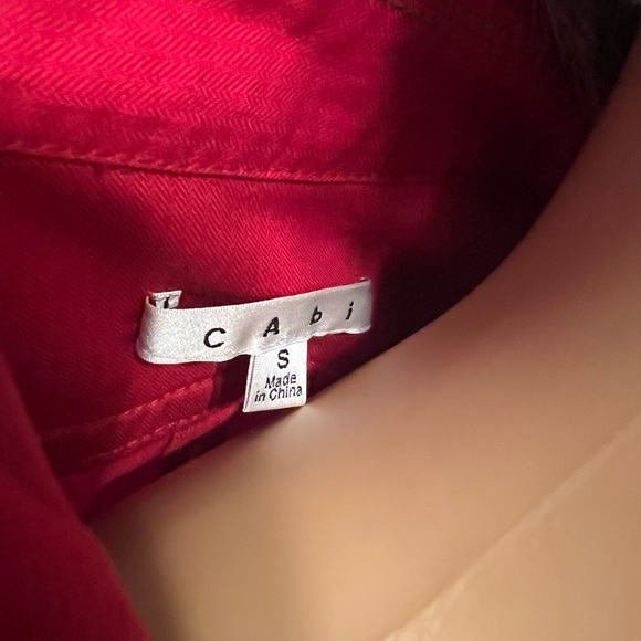 CAbi! Red Nautical zip front cotton jacket with belt. Size Small - Picture 8 of 10